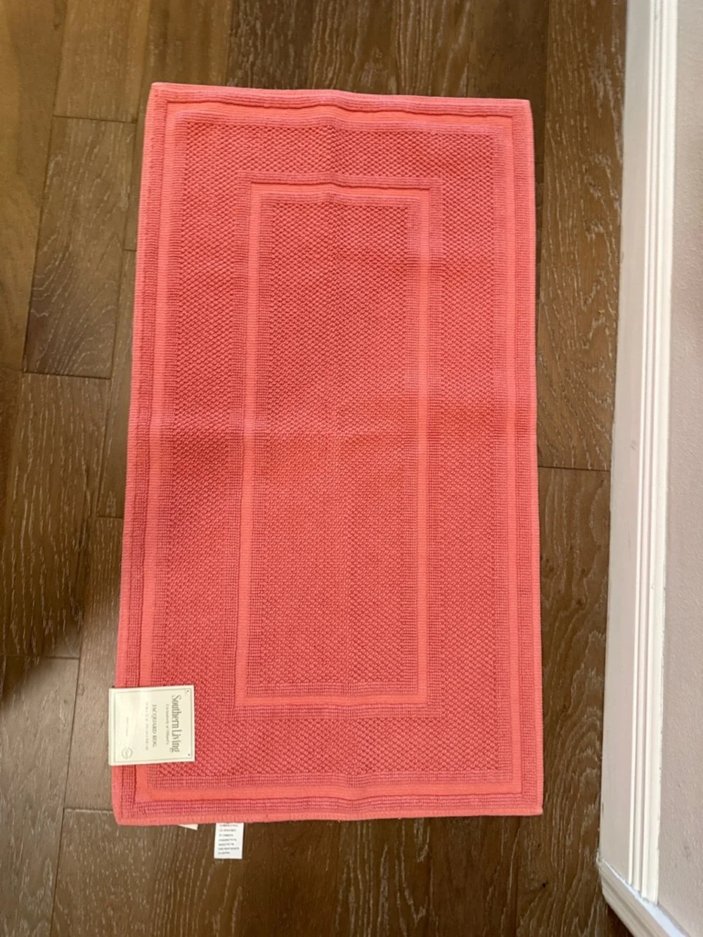 Southern Living Coral Bath Mat - Solid Coral Pink Bath or Shower 24x42 Absorbent